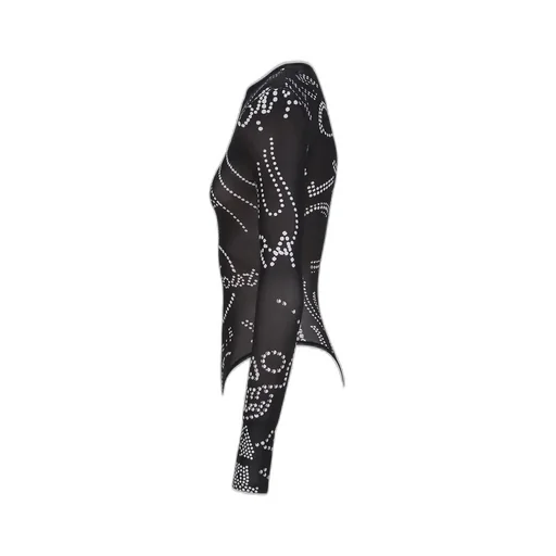 Printed Shoulder Pad Leotard / Blk