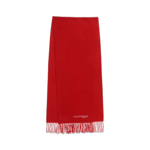 Embroidered Fringed Scarf/Red