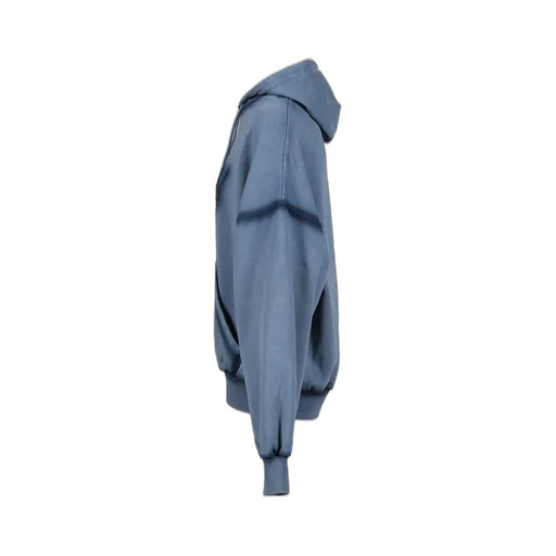 Os Shoulderless Hoodie Cut Av-Logo Blue / Blu