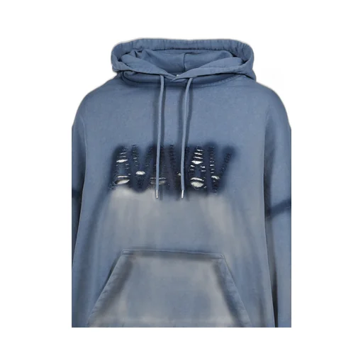 Os Shoulderless Hoodie Cut Av-Logo Blue / Blu