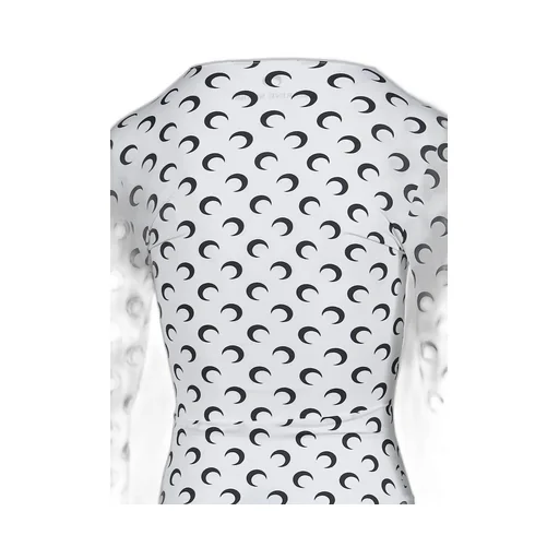 Moon Printed Jersey Ls Crewneck Top / Optical Wht
