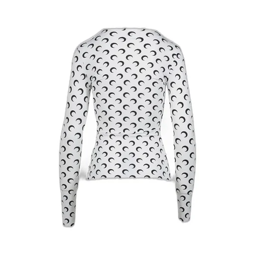 Moon Printed Jersey Ls Crewneck Top / Optical Wht