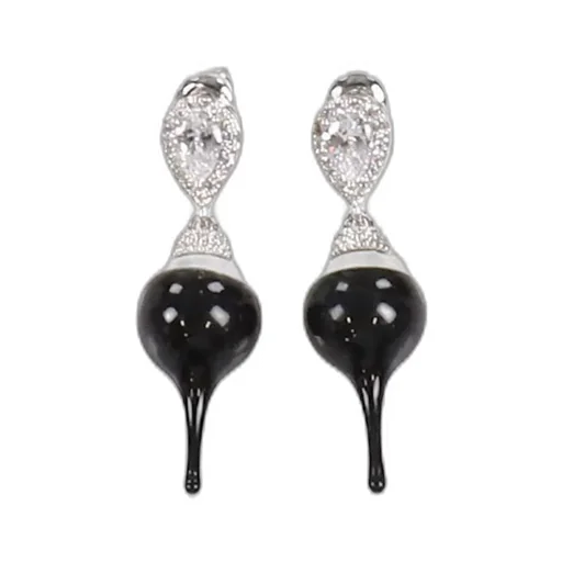 Pearl Drop Earring / Slvblk