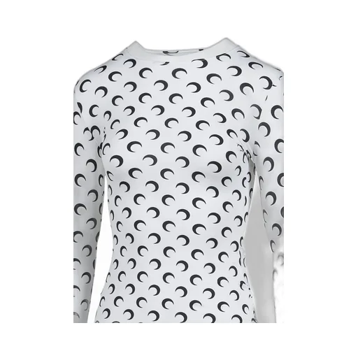 Moon Printed Jersey Ls Crewneck Top / Optical Wht
