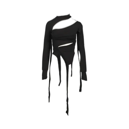 Cut-Out Knit Long Sleeve / Black