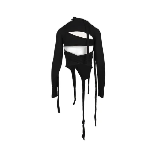 Cut-Out Knit Long Sleeve / Black