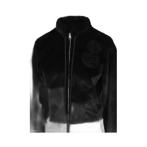 Fleece Appliqu_ Zipup Jacket / Blk
