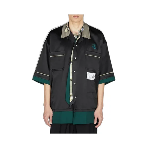 Maison Mihara Yasuhiro Logo-Patch Short-Sleeved Bowling Shirt