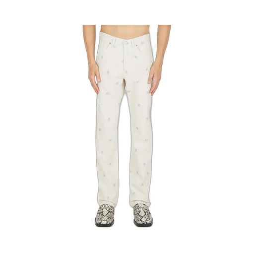 Martine Rose Monogram-Printed Straight-Leg Washed Jeans