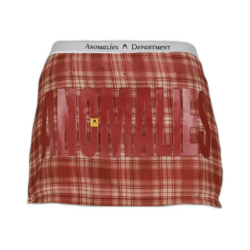 Plaid Fake Two-Piece Printed Short Skirt / Red