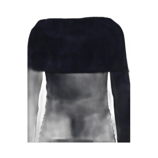 Faux Suede Mesh Wings Off-Shoulder T-Shirt / Nvy Blu