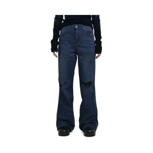 Ddistorted Logo Night Sky Blue Denim Jeans / Blu