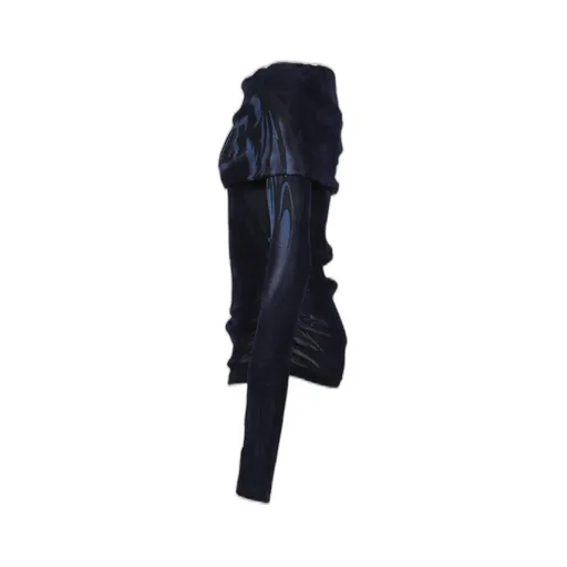 Faux Suede Mesh Wings Off-Shoulder T-Shirt / Nvy Blu