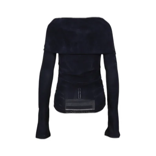 Faux Suede Mesh Wings Off-Shoulder T-Shirt / Nvy Blu