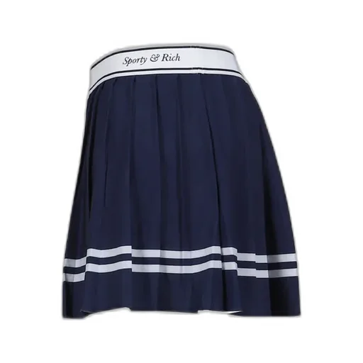 Italic Logo Pleated Skirt / Dark Nvy