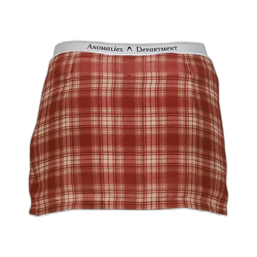 Plaid Fake Two-Piece Printed Short Skirt / Red