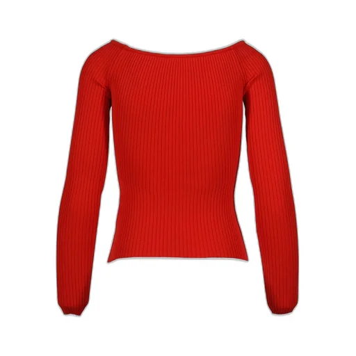 Off Shoulder Rib Knit Top / Poppy