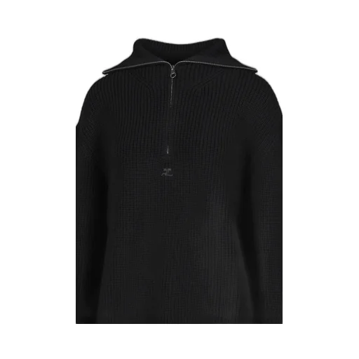 Ribbed Wool Trucker Sweater / Blk