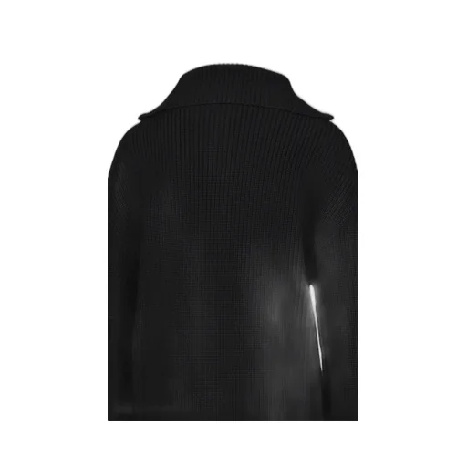 Ribbed Wool Trucker Sweater / Blk