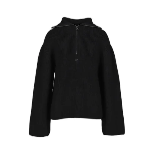 Ribbed Wool Trucker Sweater / Blk