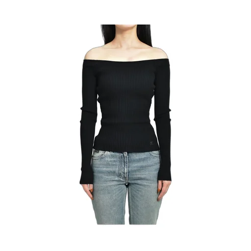 Off Shoulder Rib Knit Top / Blk