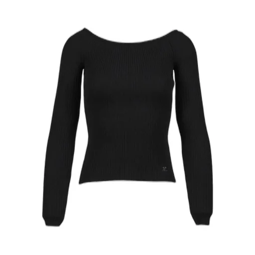 Off Shoulder Rib Knit Top / Blk