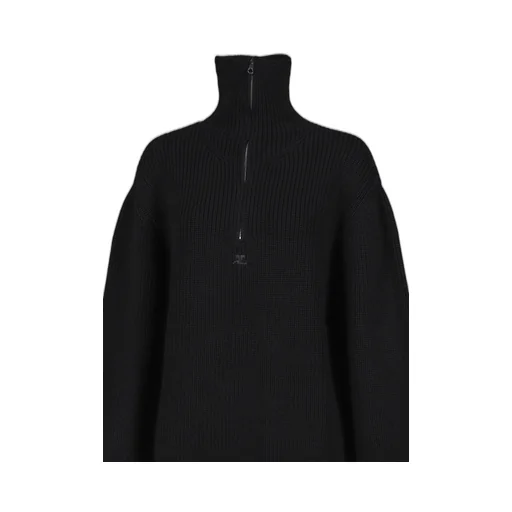 Ribbed Wool Trucker Sweater / Blk