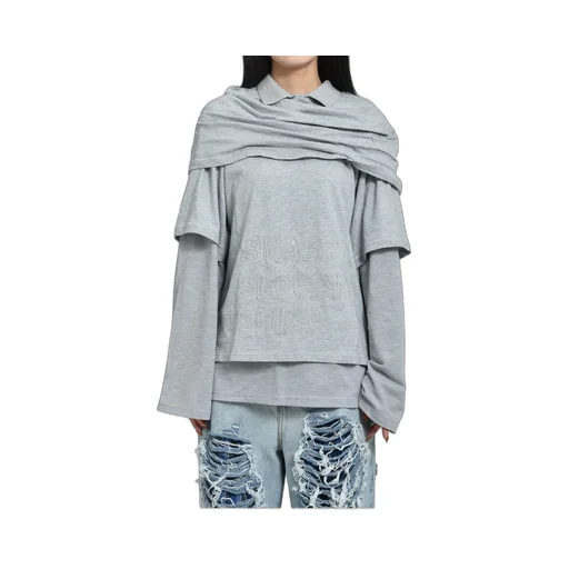 Multi Layer Ls T-Shirt Smart Slogan T-Shirt / Gry
