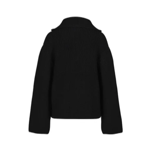 Ribbed Wool Trucker Sweater / Blk