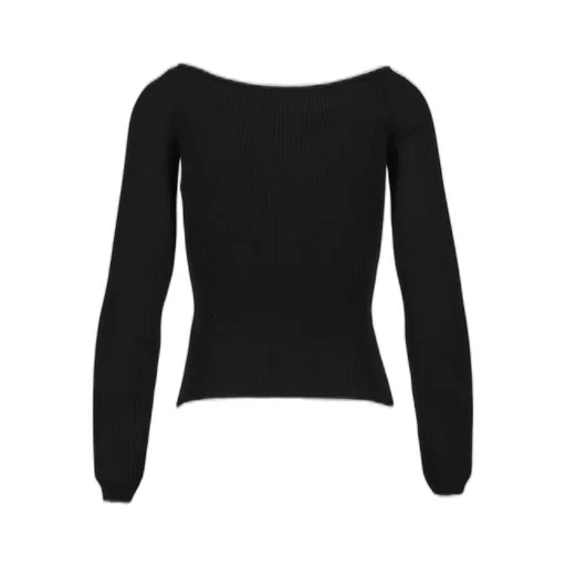 Off Shoulder Rib Knit Top / Blk