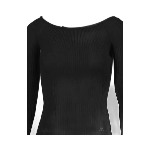 Off Shoulder Rib Knit Top / Blk