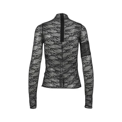 Lace Mock Neck Top / Black