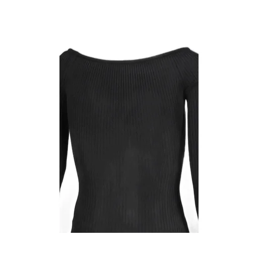 Off Shoulder Rib Knit Top / Blk