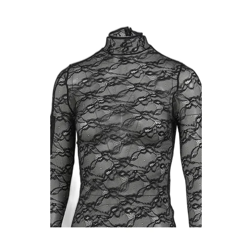 Lace Mock Neck Top / Black