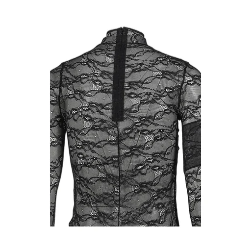 Lace Mock Neck Top / Black