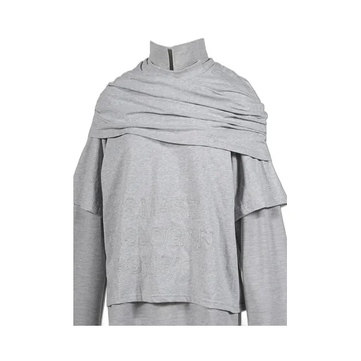 Multi Layer Ls T-Shirt Smart Slogan T-Shirt / Gry