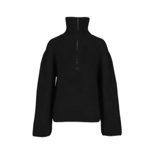 Ribbed Wool Trucker Sweater / Blk