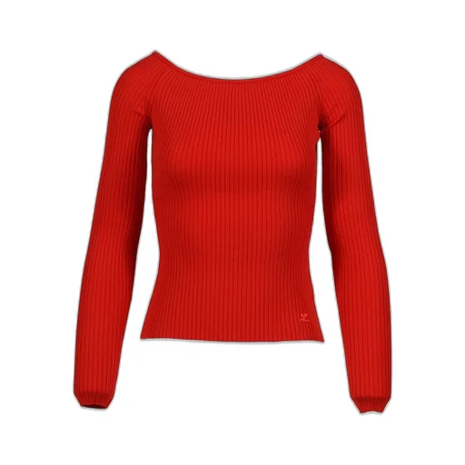 Off Shoulder Rib Knit Top / Poppy