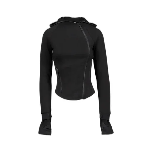 Hooded Asymmetric Zip Top / Blk