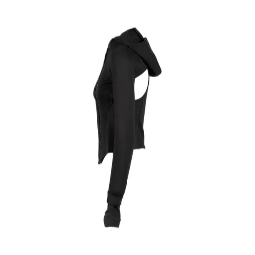 Hooded Asymmetric Zip Top / Blk