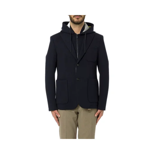 Manuel Ritz Diagonal Jersey Hooded Blazer