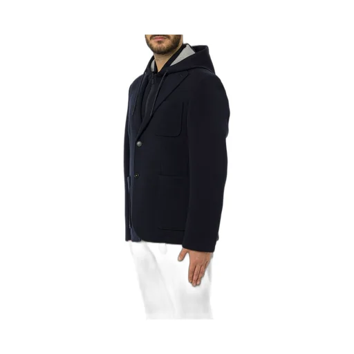 Manuel Ritz Diagonal Jersey Hooded Blazer