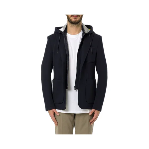 Manuel Ritz Diagonal Jersey Hooded Blazer