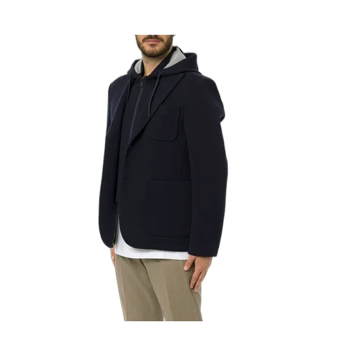 Manuel Ritz Diagonal Jersey Hooded Blazer