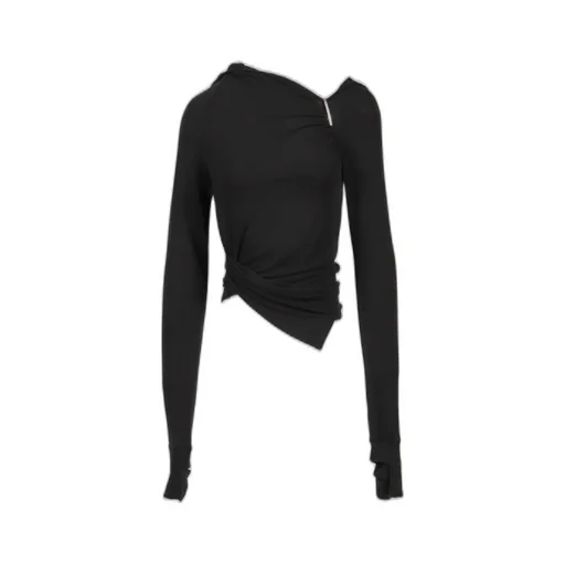 Hooded Shirring Top / Black