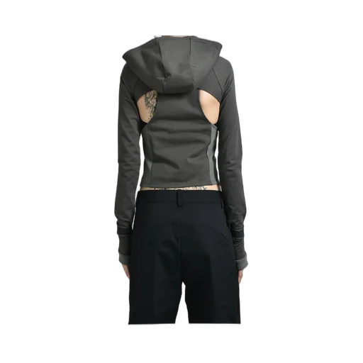 Hooded Asymmetric Zip Top / Dark Gry