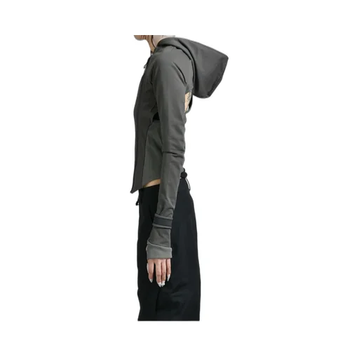 Hooded Asymmetric Zip Top / Dark Gry