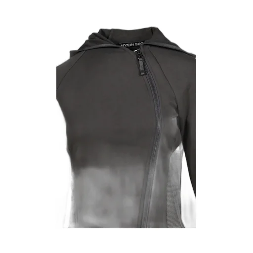 Hooded Asymmetric Zip Top / Dark Gry