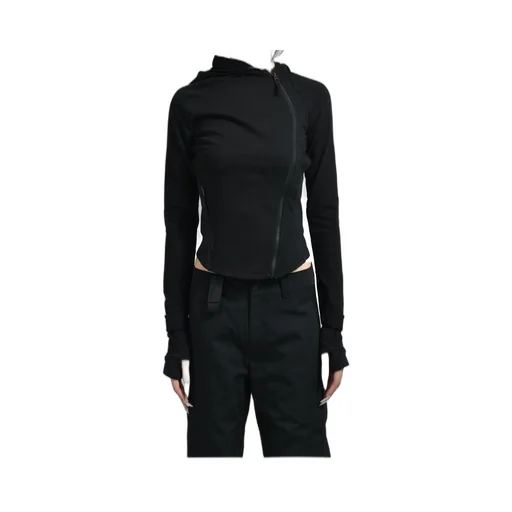 Hooded Asymmetric Zip Top / Blk