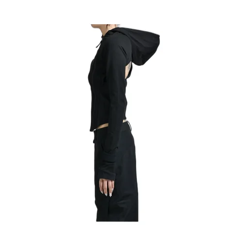 Hooded Asymmetric Zip Top / Blk